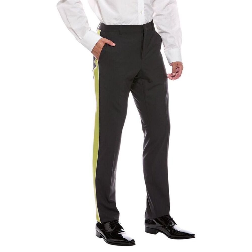 Valentino Mens Wool-Blend Pant, Grey